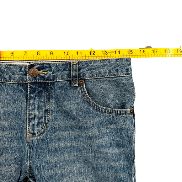 Land's End Denim Blue 5 Pocket Mid Rise Bootcut Jeans Children Size 14 - Picture 7 of 9